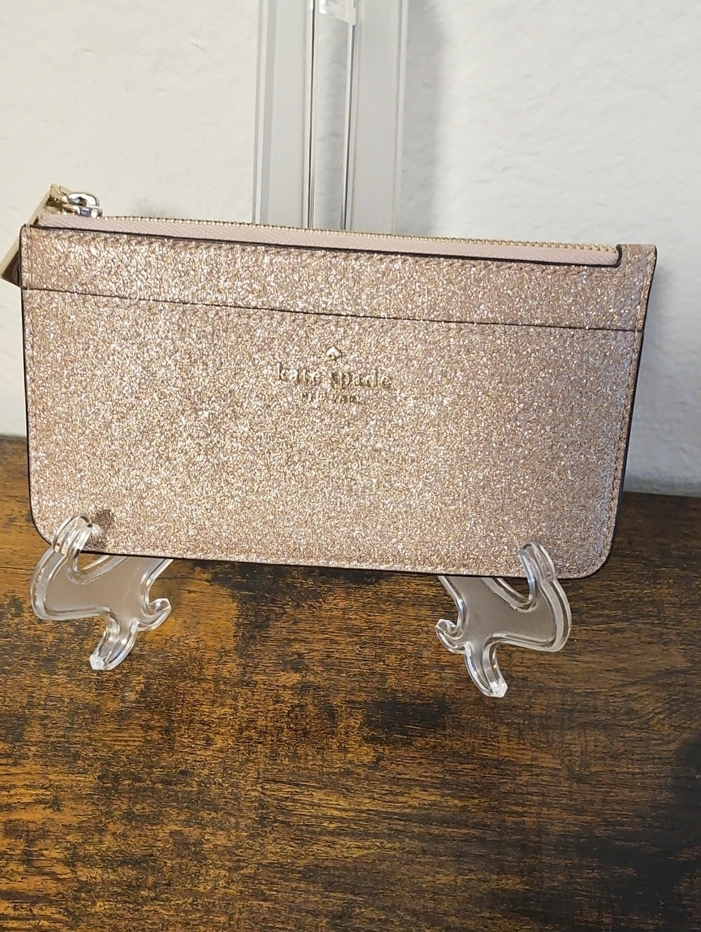 NWOT kate spade Rose Gold Glitter Card & Key Holder
